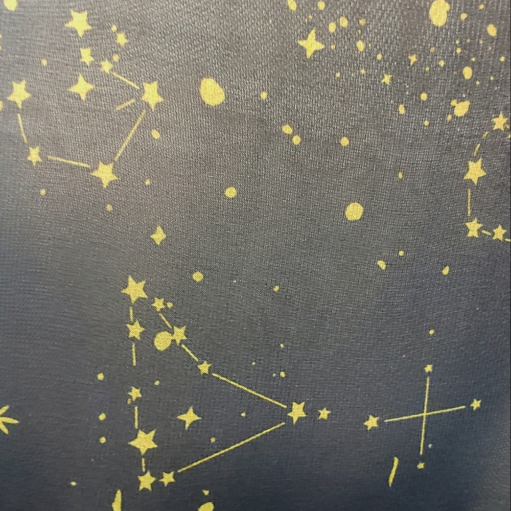 SOLD Black Sheer Gold Astrology Constellation Print Bell Sleeved Kimono Sz M - Picture 7 of 10